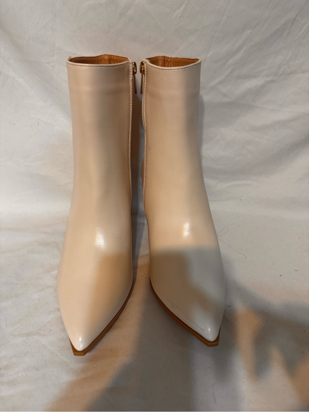 Women's Pointed Toe Ankle Boots in Cream
